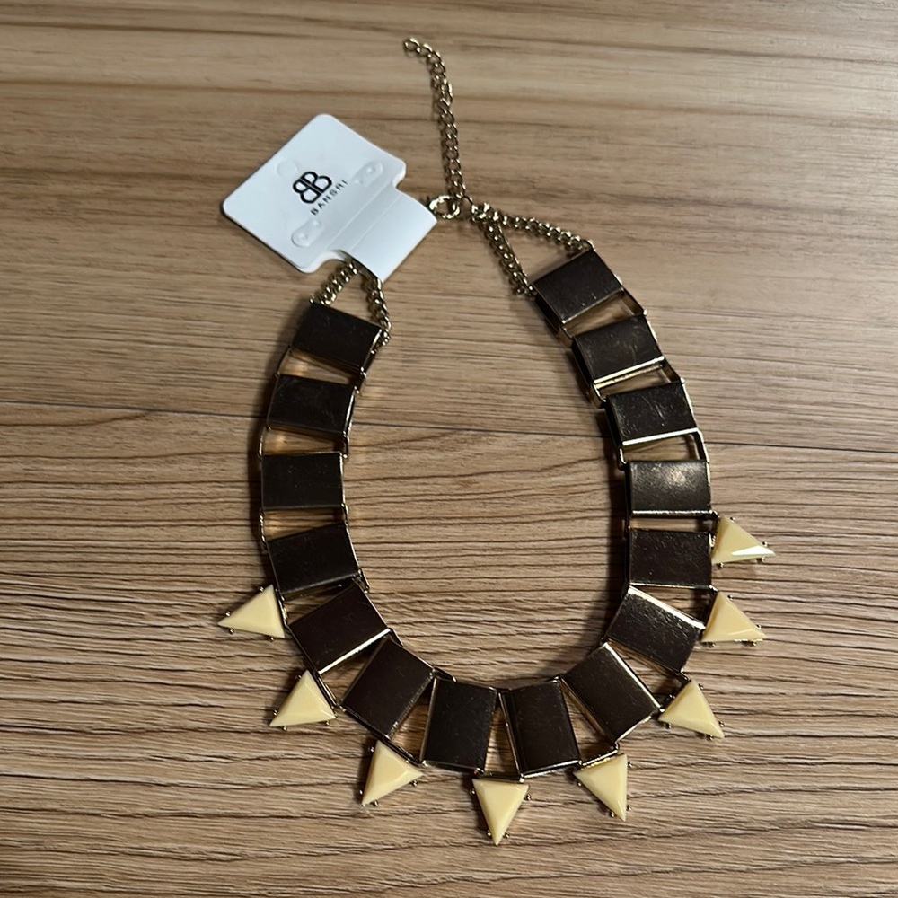 BANSRI Gold and Cream Statement Necklace